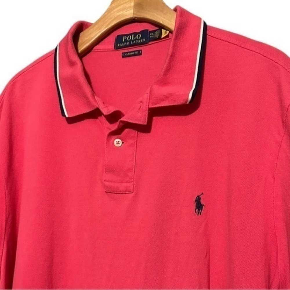 Polo Ralph Lauren Size XXL Red Striped Collar Arm Band Short Sleeve Polo Shirt